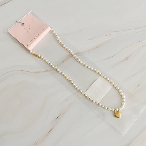Pearl & Gold Heart Necklace