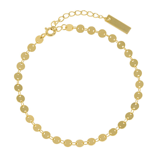Fashion Geometry Round Diskette 925 Sterling Silver Anklet/Bracelet