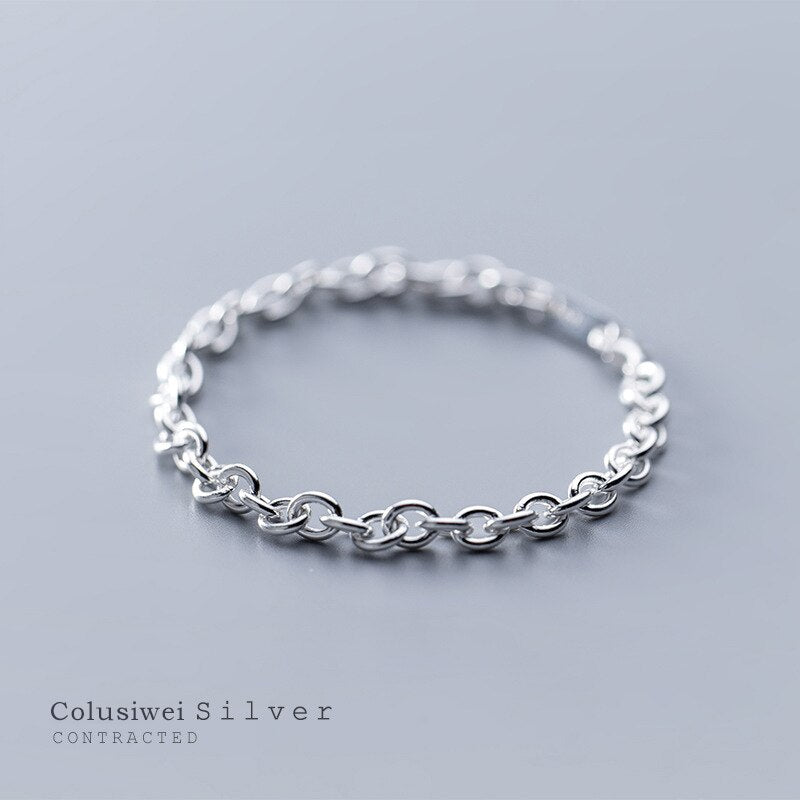 COLUSIWEI Real 925 Sterling Silver Simple Link Chain Bracelet For Women Korean Fashion Silver Bracelet Creative HandMade Jewelry
