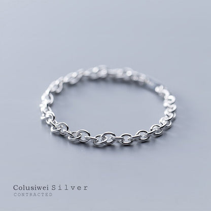 COLUSIWEI Real 925 Sterling Silver Simple Link Chain Bracelet For Women Korean Fashion Silver Bracelet Creative HandMade Jewelry
