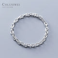 COLUSIWEI Real 925 Sterling Silver Simple Link Chain Bracelet For Women Korean Fashion Silver Bracelet Creative HandMade Jewelry