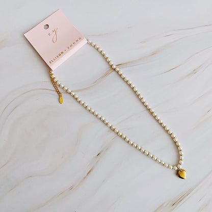Pearl & Gold Heart Necklace
