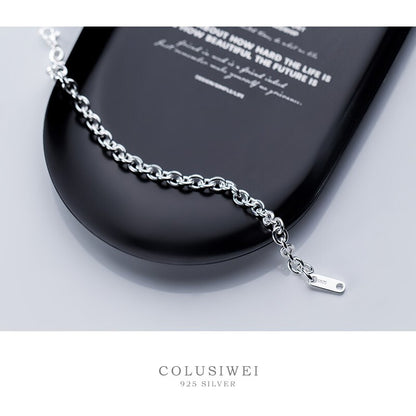 COLUSIWEI Real 925 Sterling Silver Simple Link Chain Bracelet For Women Korean Fashion Silver Bracelet Creative HandMade Jewelry
