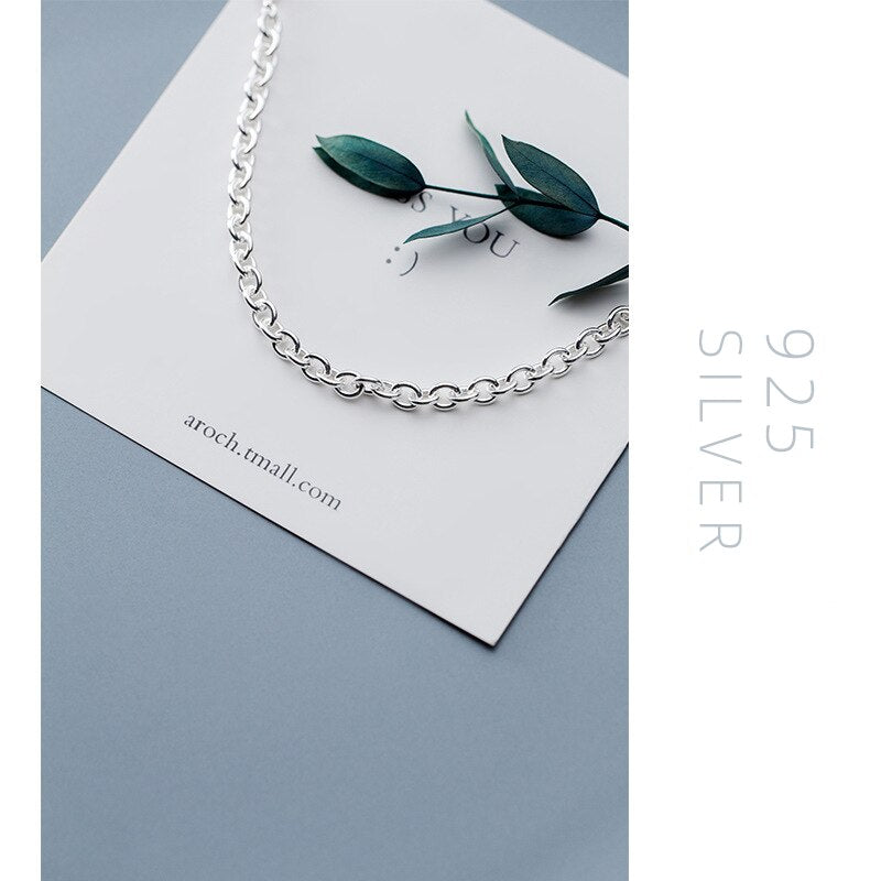 COLUSIWEI Real 925 Sterling Silver Simple Link Chain Bracelet For Women Korean Fashion Silver Bracelet Creative HandMade Jewelry