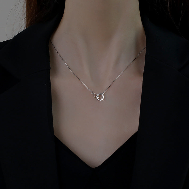 Geometric Interlocking Silver Necklace