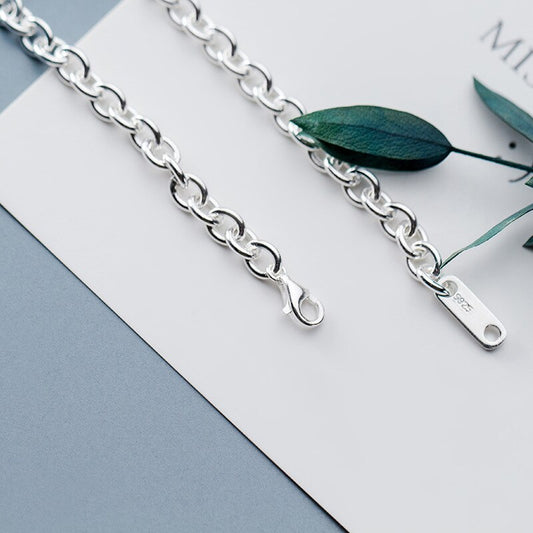 COLUSIWEI Real 925 Sterling Silver Simple Link Chain Bracelet For Women Korean Fashion Silver Bracelet Creative HandMade Jewelry
