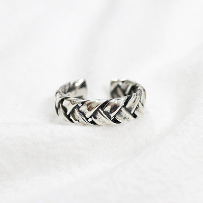 Vintage Twist Fashion 925 Sterling Silver Adjustable Braid Ring