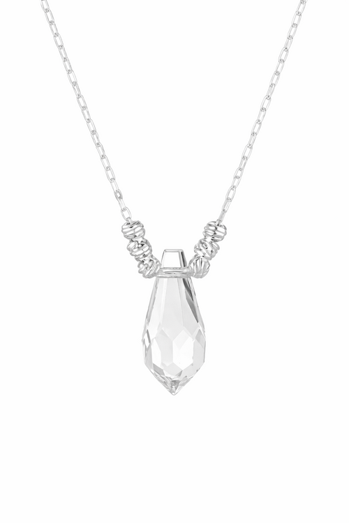 925 Sterling Silver Crystal Pendant Necklace Elegant Chain Necklace